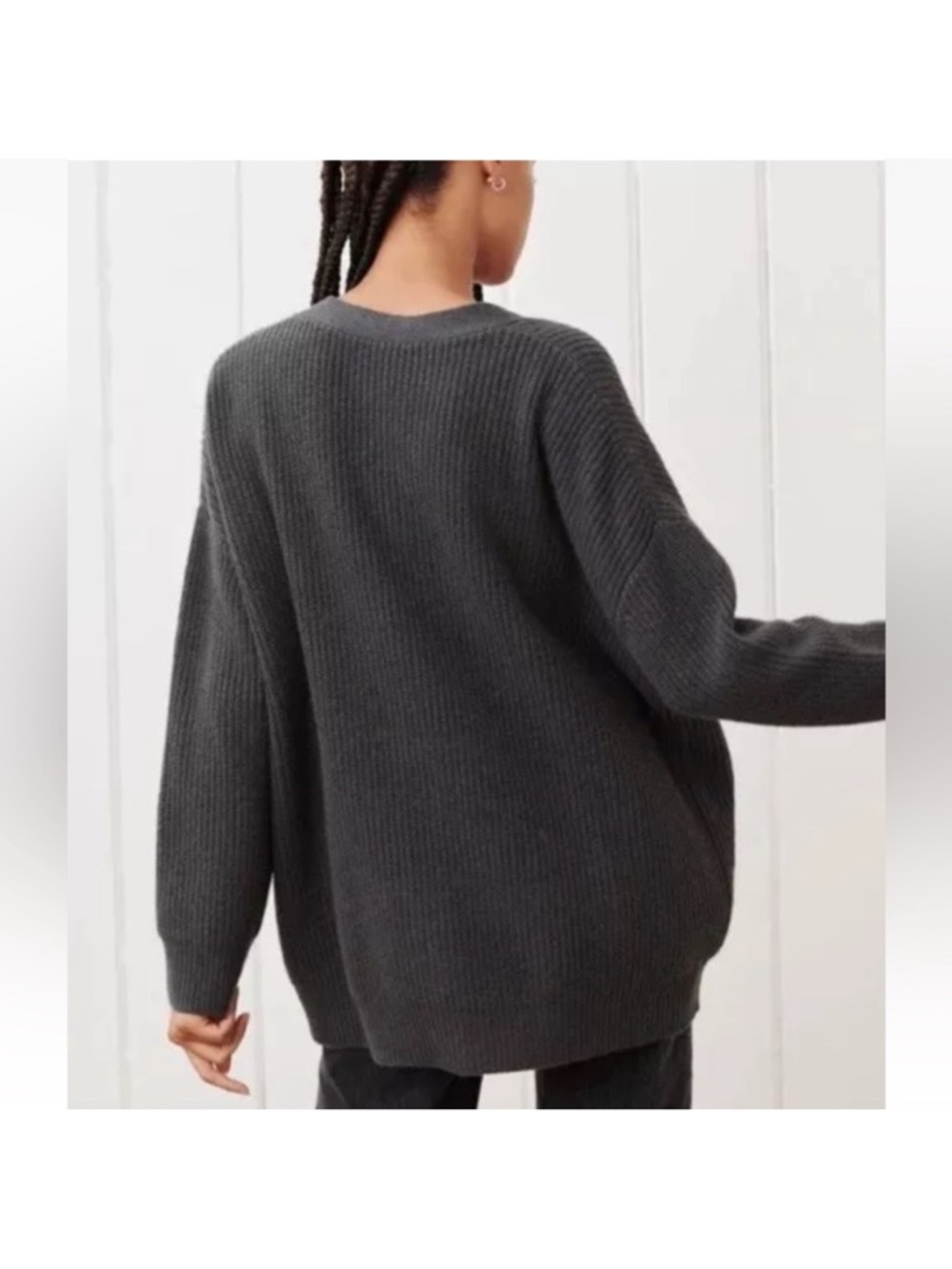 Jenni Kayne Cashmere Cocoon Cardigan Sweater Oversized Charcoal Gray Size 1X - Picture 3 of 11